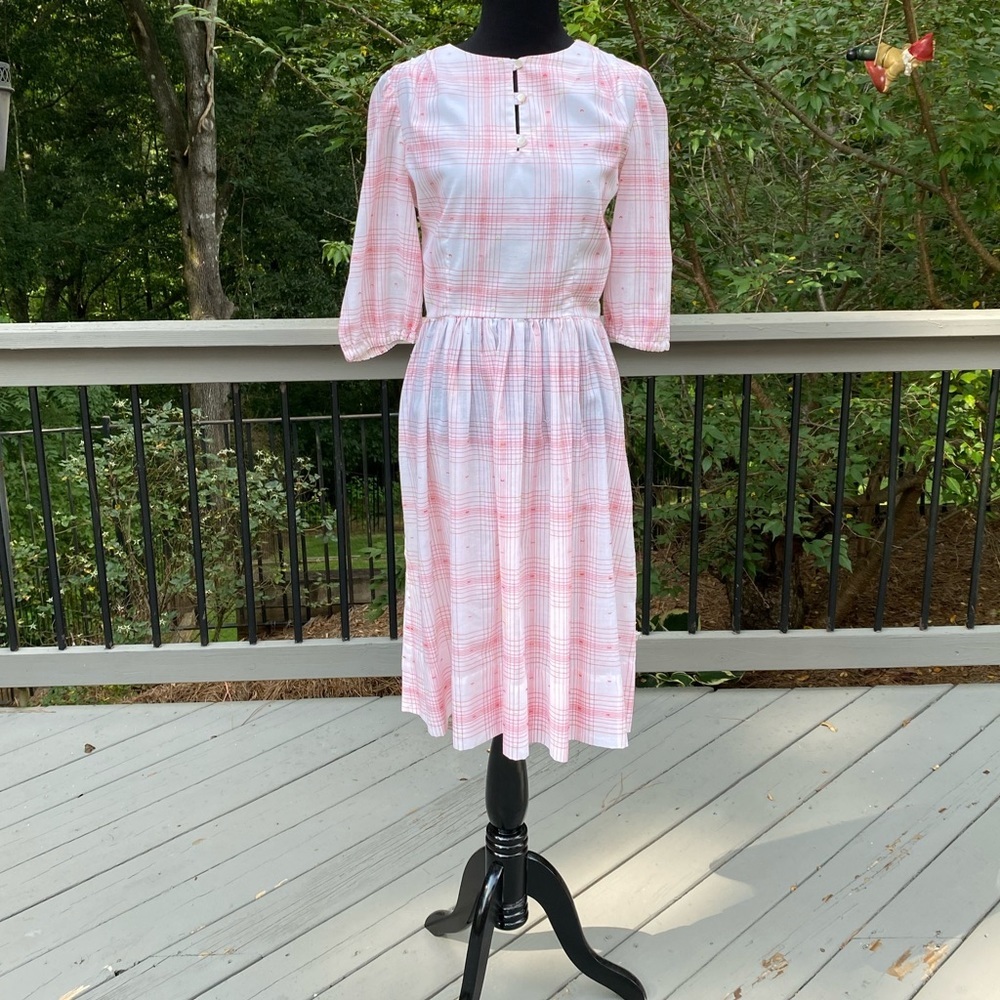 Vintage 60s does 50s Plaid Fit and Flare Cotton Day Dress